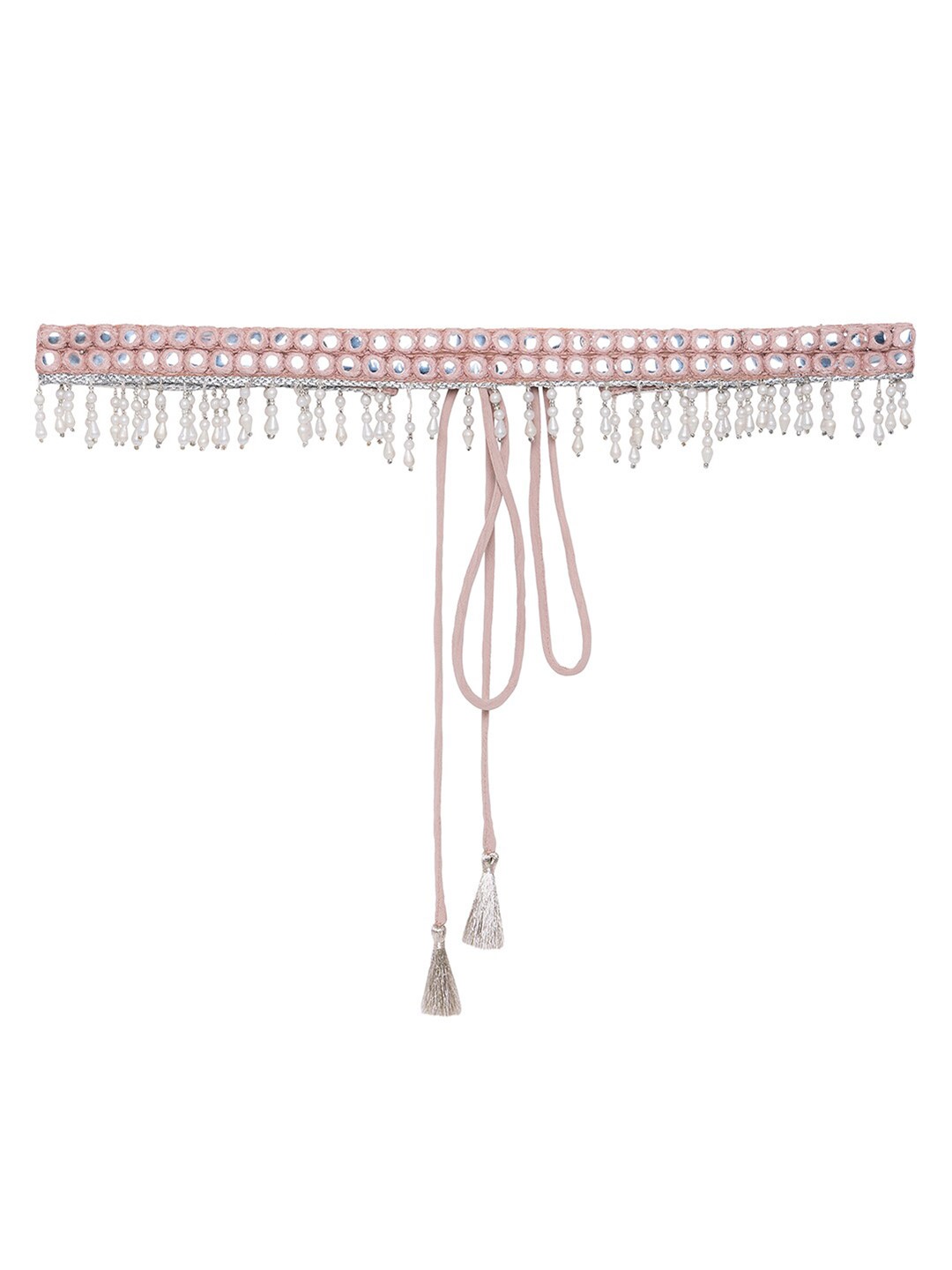 

INDYA Women Embellished Tie-Ups Fringe Belt, Pink