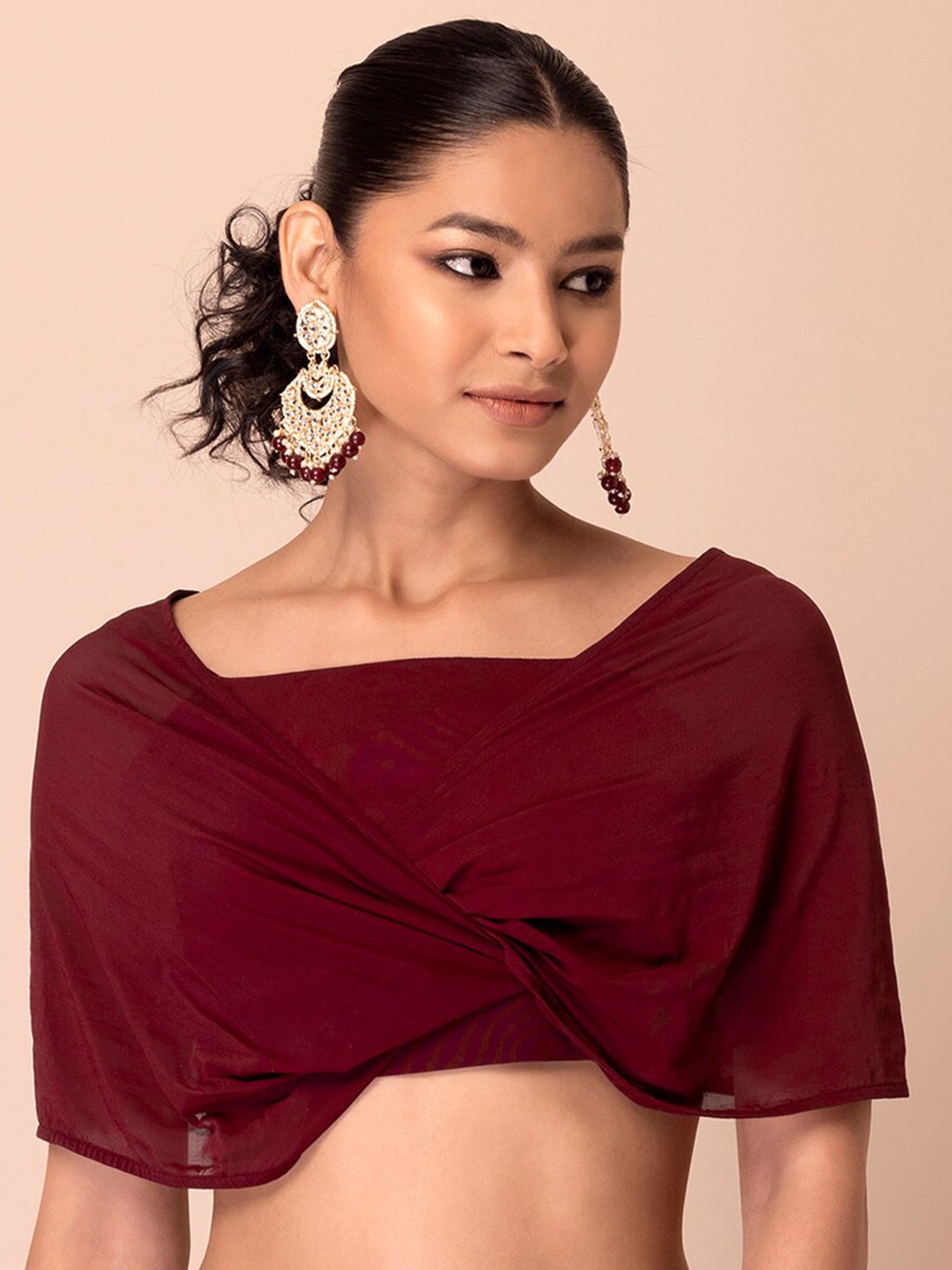 

Rang by Indya Wrap Crop Tops, Maroon