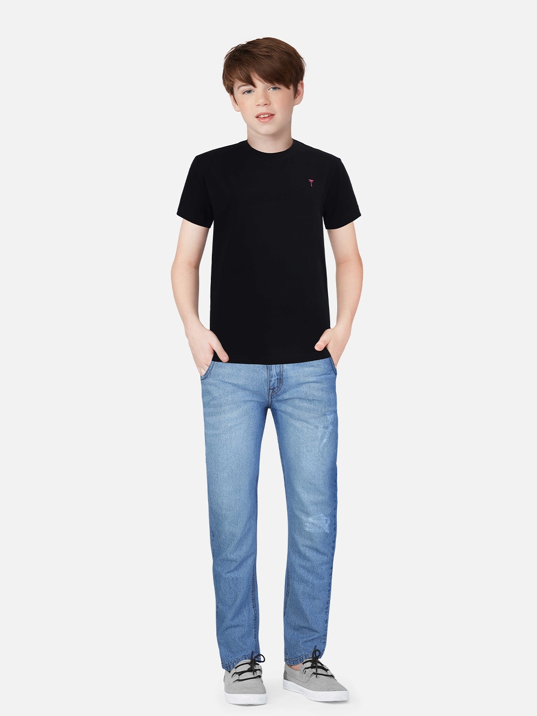 

Palm Tree Boys Round Neck Short Sleeves Cotton T-shirt, Black