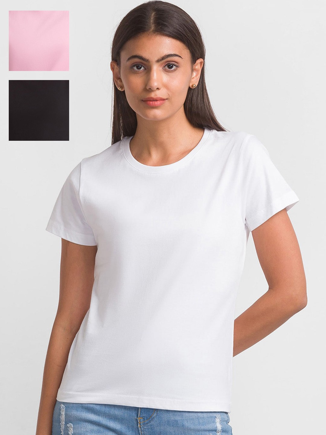

FashionRack Women Pack Of 3 Cotton Lounge Tshirts, Black