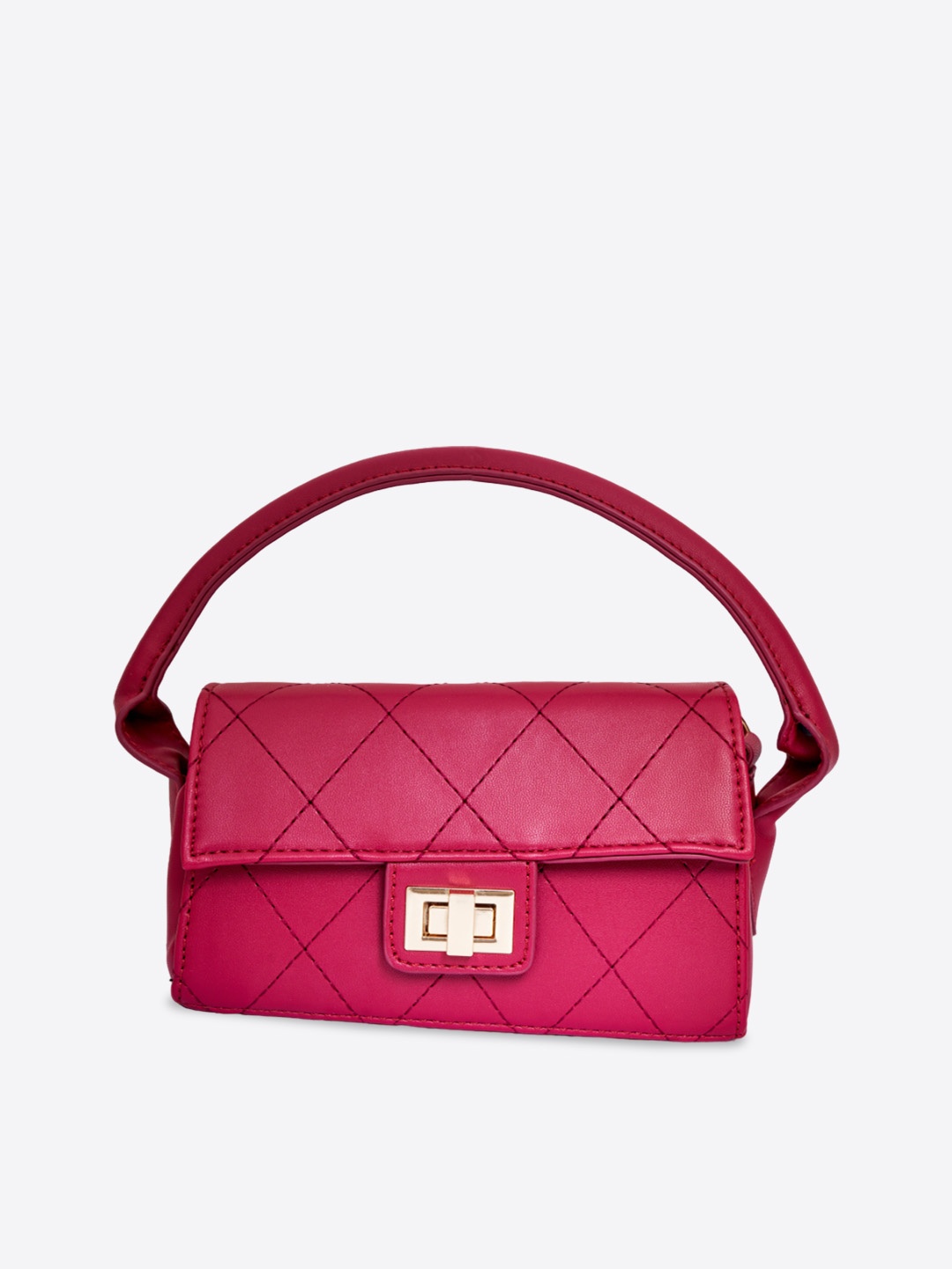 

AND Geometric PU Structured Satchel Bag, Magenta