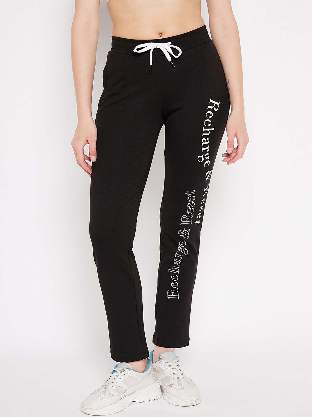 

MADAME M SECRET Women Typography Regular Fit Casual Track Pants, Black