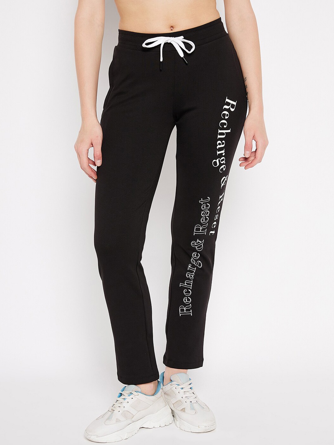 

MADAME M SECRET Women Printed Cotton Track Pants, Black