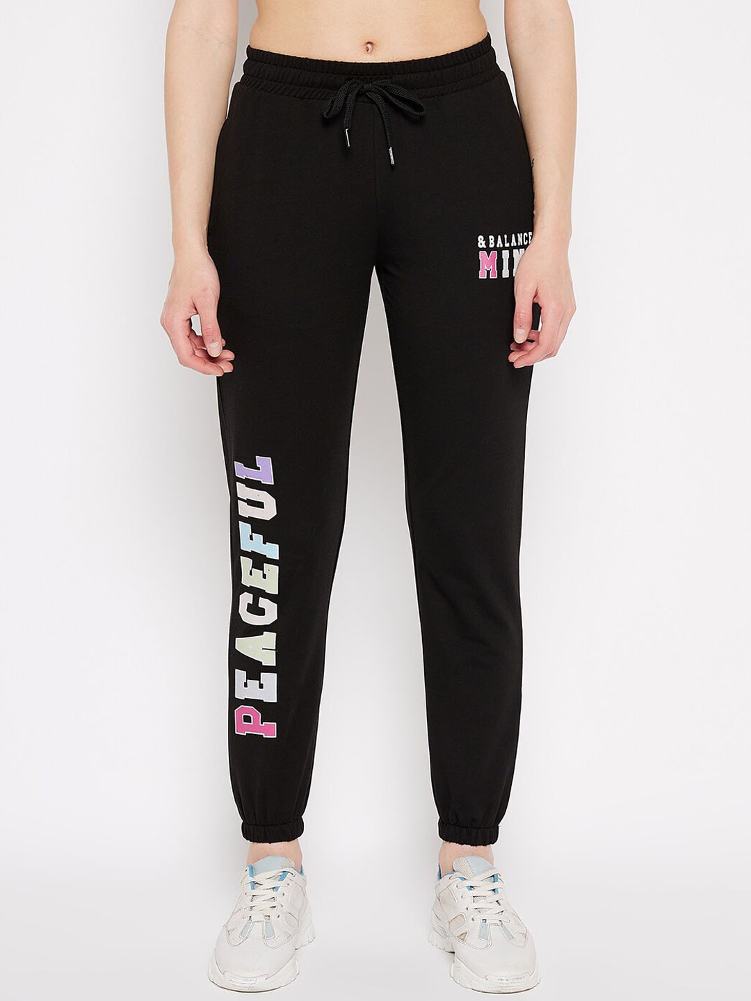 

MADAME M SECRET Women Printed Cotton Joggers, Black