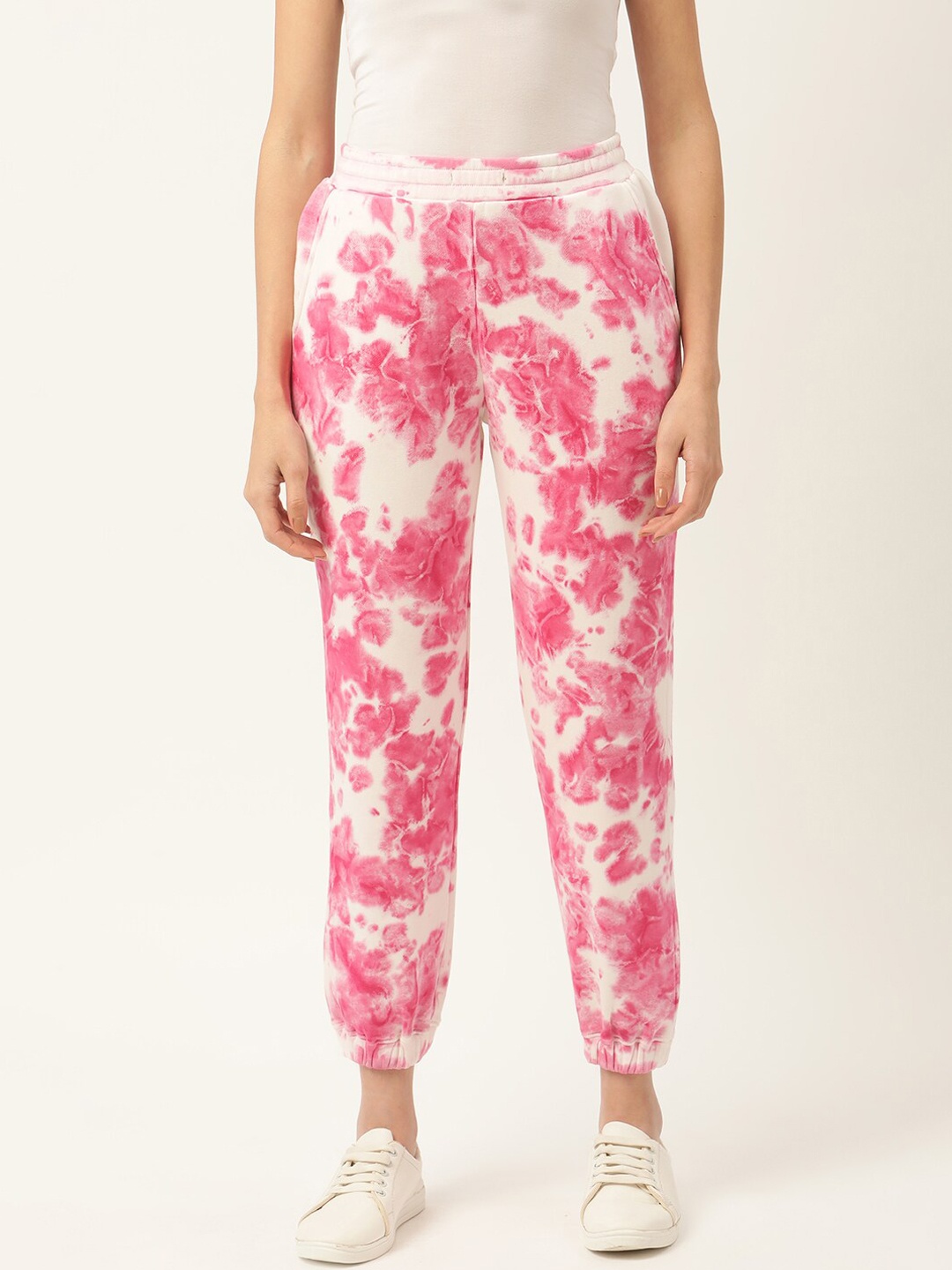 

DIVA WALK EXCLUSIVE Women Relaxed-Fit Tie And Dye Pure Cotton Joggers, Pink