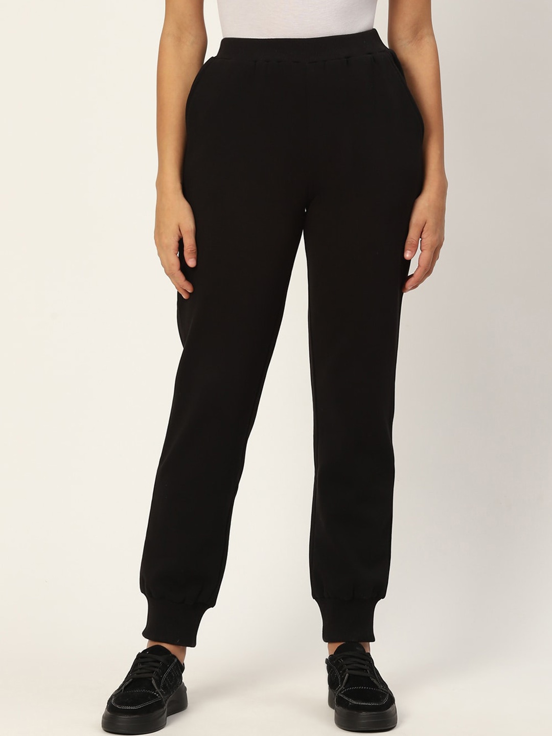 

DIVA WALK EXCLUSIVE Women Mid-Rise Relaxed-Fit Pure Cotton Joggers, Black