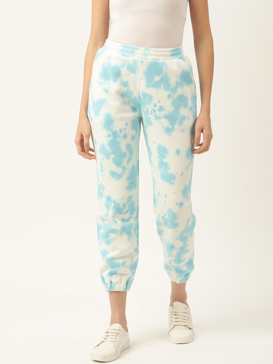 

DIVA WALK EXCLUSIVE Women Relaxed-Fit Tie And Dye Pure Cotton Joggers, Blue