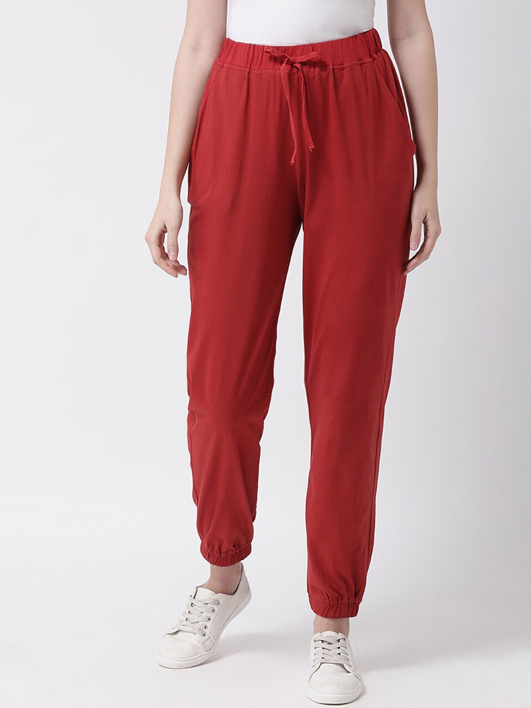 

DIVA WALK EXCLUSIVE Women Relaxed-Fit Pure Cotton Joggers, Red