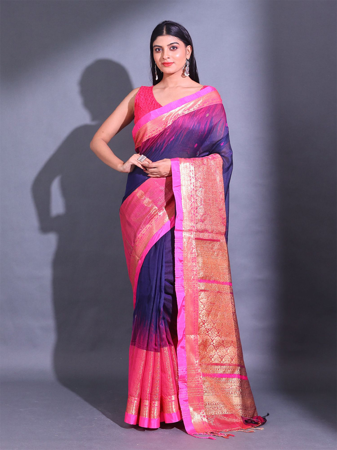 

Charukriti Ethnic Woven Design Zari Saree, Navy blue