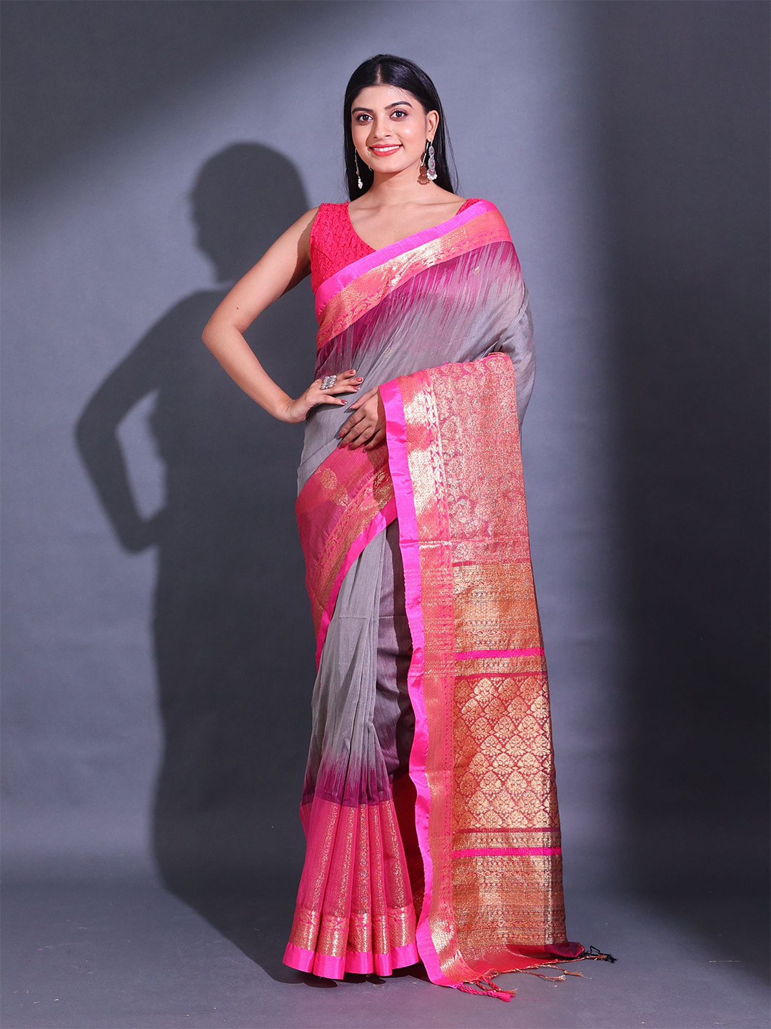 

Charukriti Woven Design Zari Saree, Grey