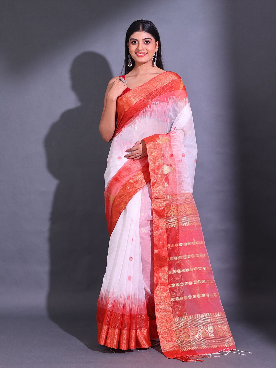 

Charukriti Ethnic Motif Woven Design Zari Saree, White