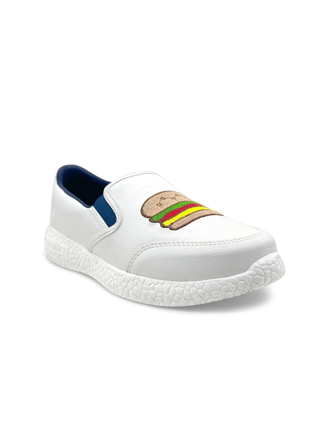 

KazarMax Women Bugger Embroidery Memory Foam Slip-On Sneakers, White