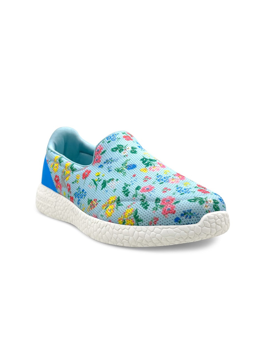 

KazarMax Women Printed Memory Foam Contrast Sole Mesh Slip-On Sneakers, Blue