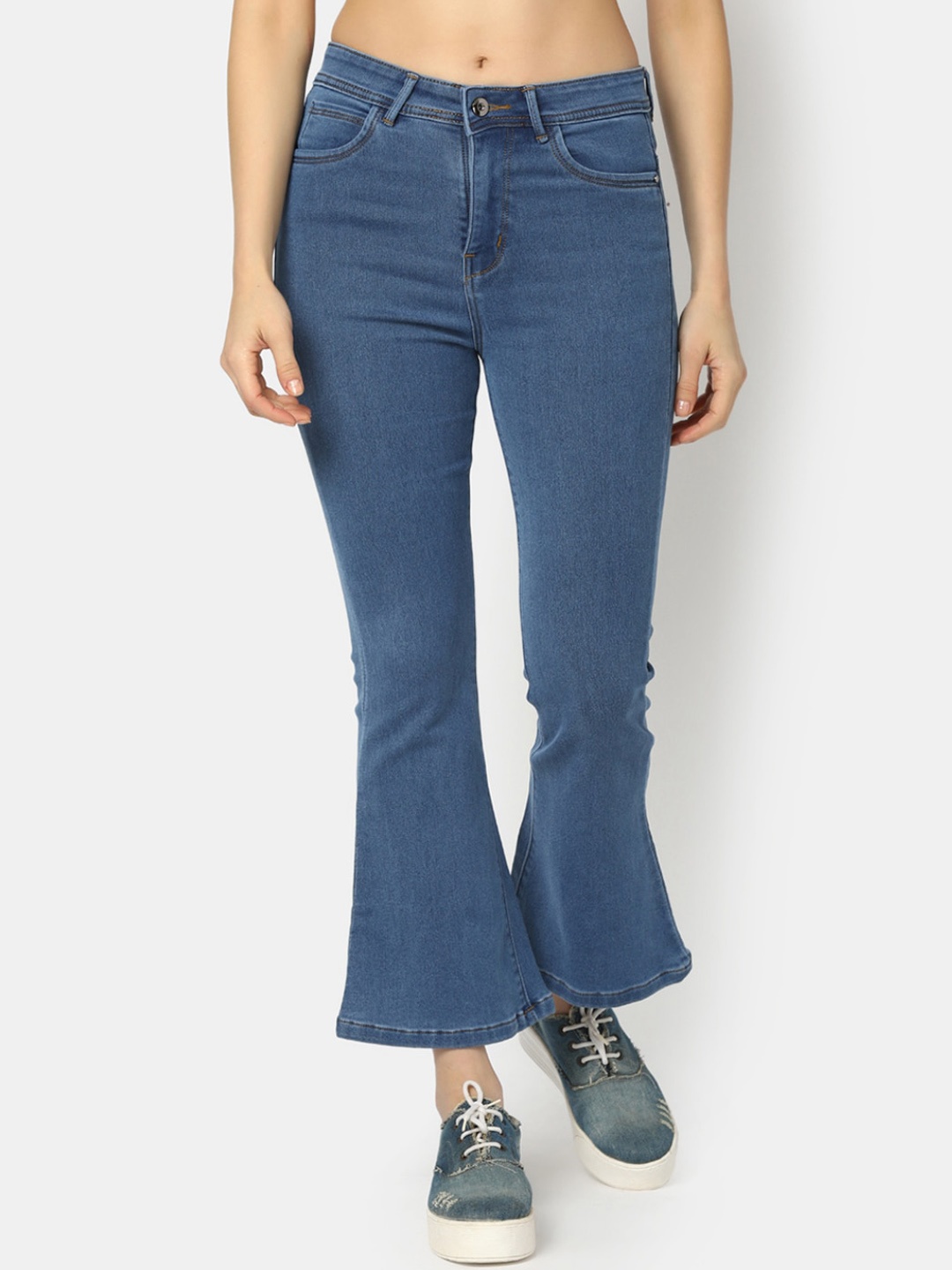 

V-Mart Women Cotton Bootcut Jeans, Blue