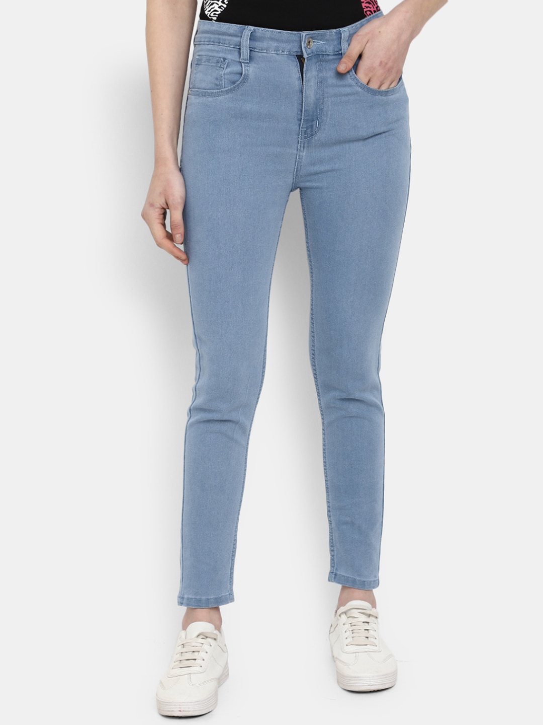 

V-Mart Women Women Mid-Rise Clean Look Cotton Jeans, Blue