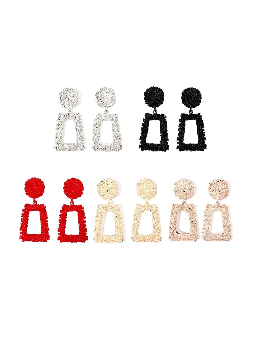 

Pinapes Pack of 5 Gold-Plated Geometric Drop Earrings, Black