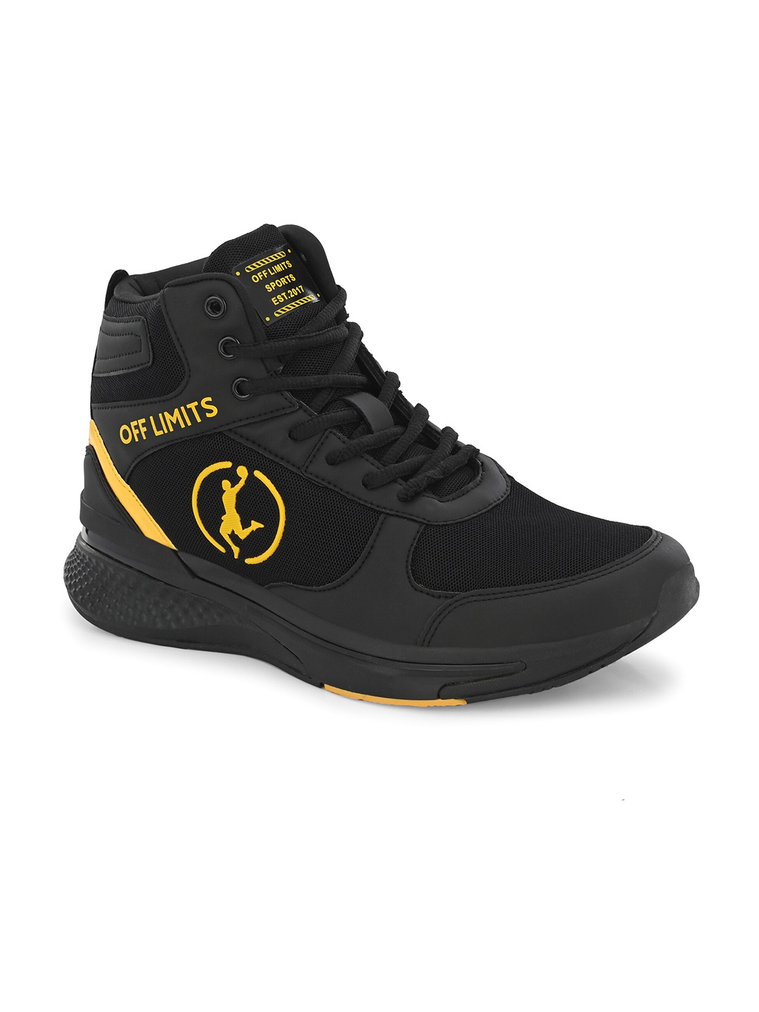 

OFF LIMITS Men Mesh Mid Top Non-Marking Basketball Shoes, Black