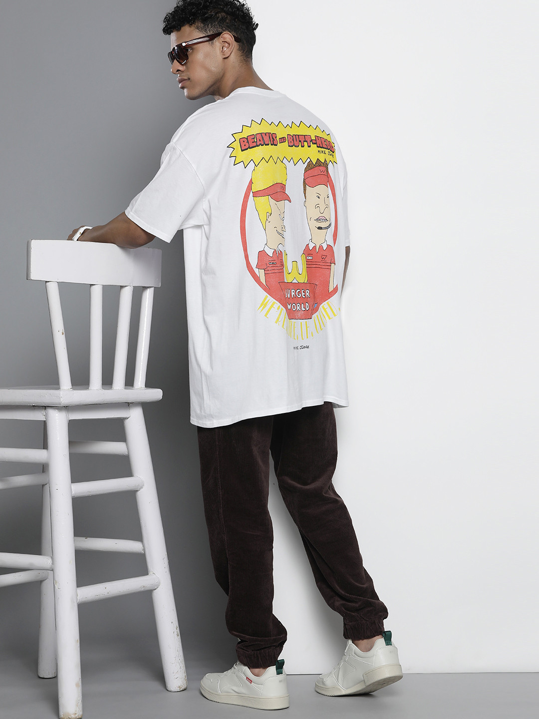 

boohooMAN Pure Cotton Printed Back Oversized Longline T-shirt, White