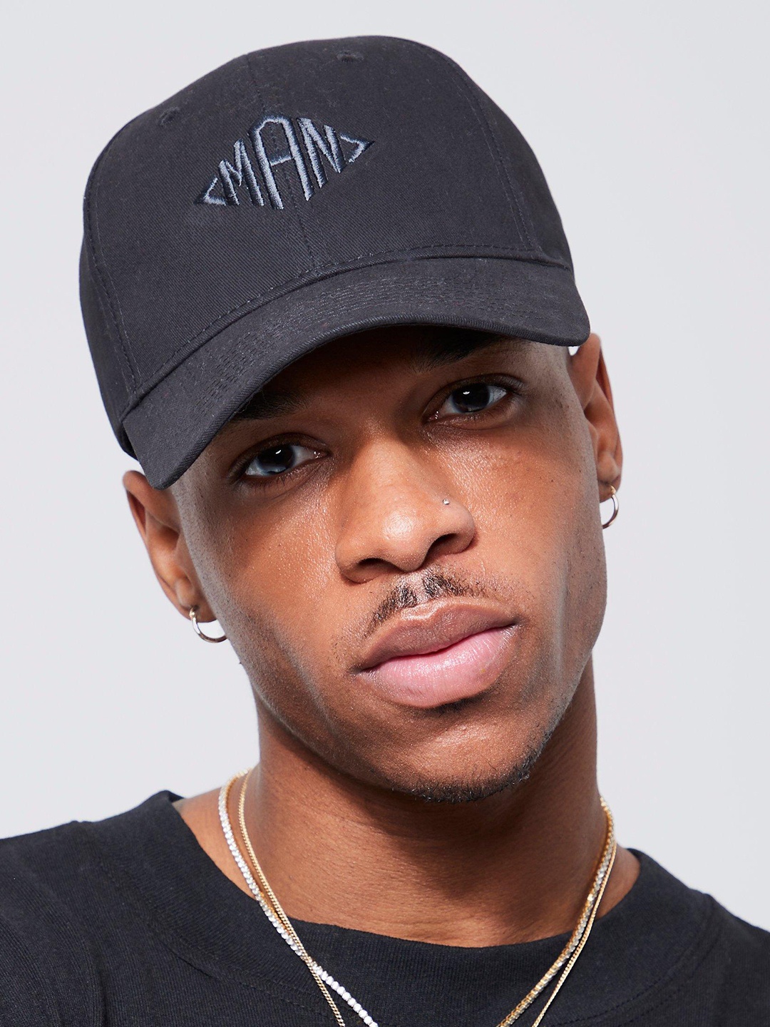 

boohooMAN Embroidered Baseball Cap, Black