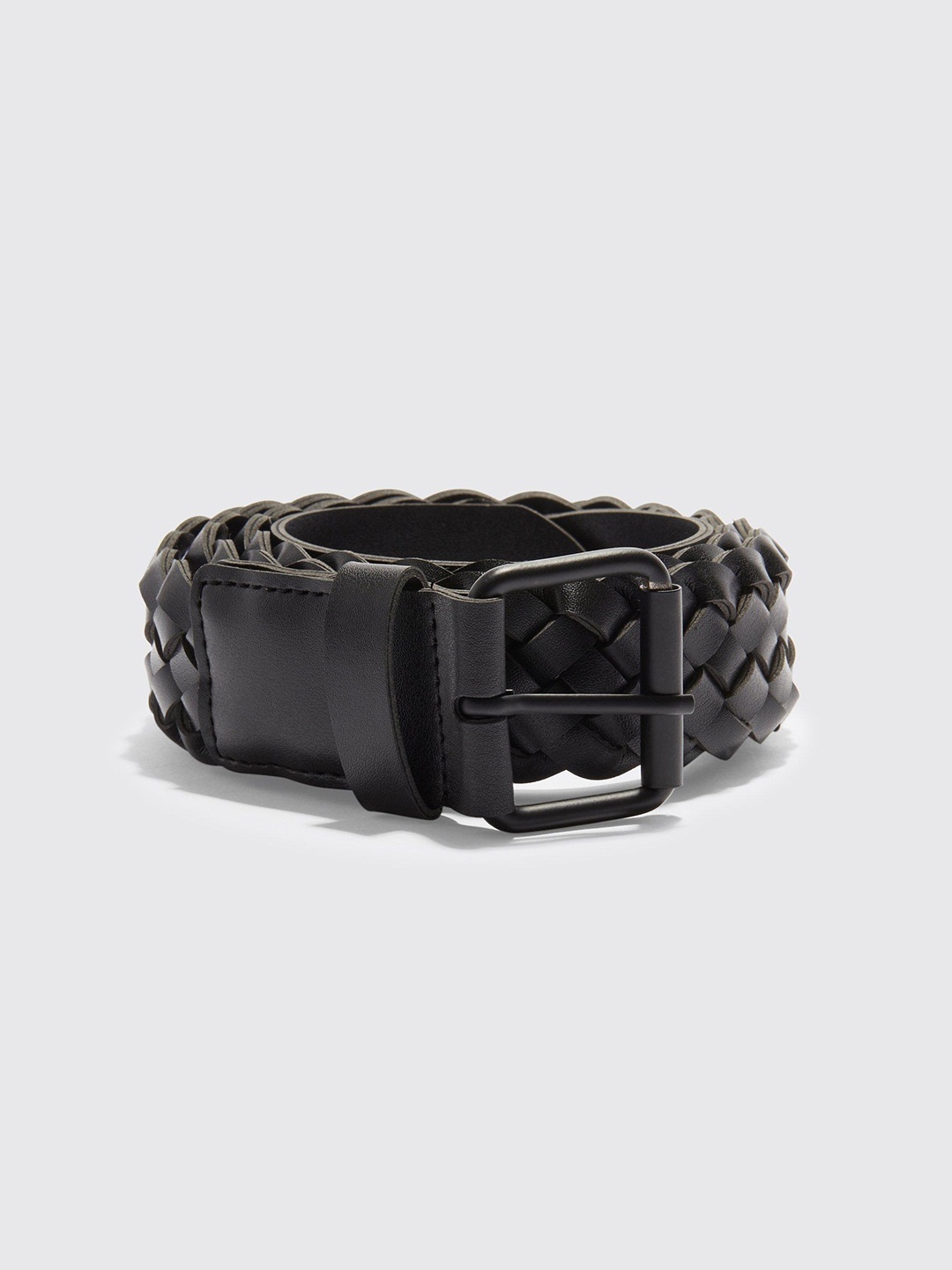 

boohooMAN Woven Design Belt, Black