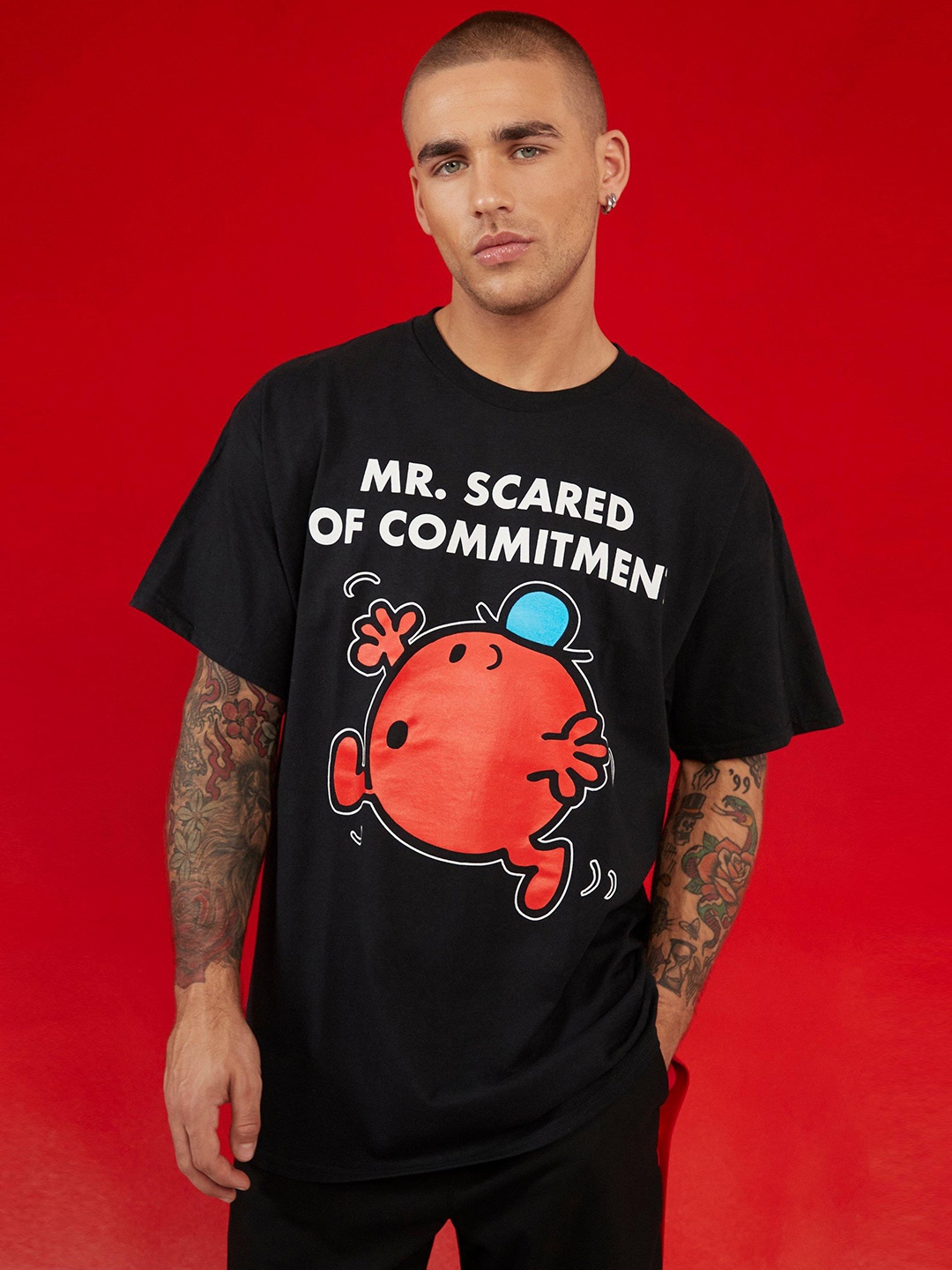 

boohooMAN Graphic Print Pure Cotton Oversized T-shirt, Black