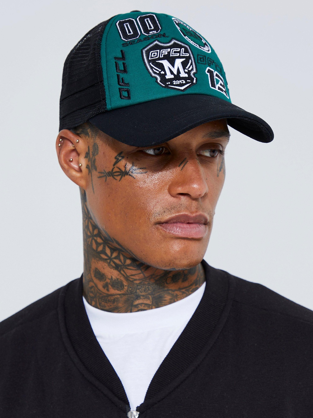 

boohooMAN Embroidered Baseball Cap, Black