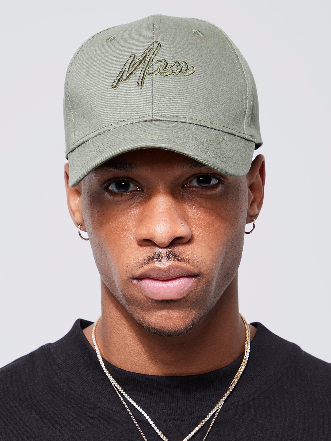 

boohooMAN Embroidered Baseball Cap, Green