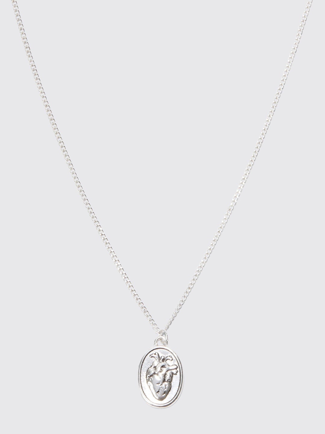 

boohooMAN Chain with Anatomical Heart Pendant, Silver