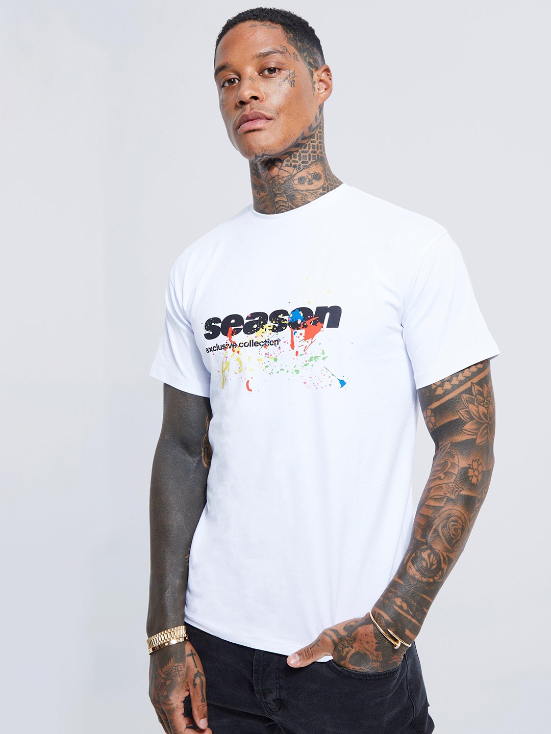 

boohooMAN Typography Printed Slim Fit T-shirt, White