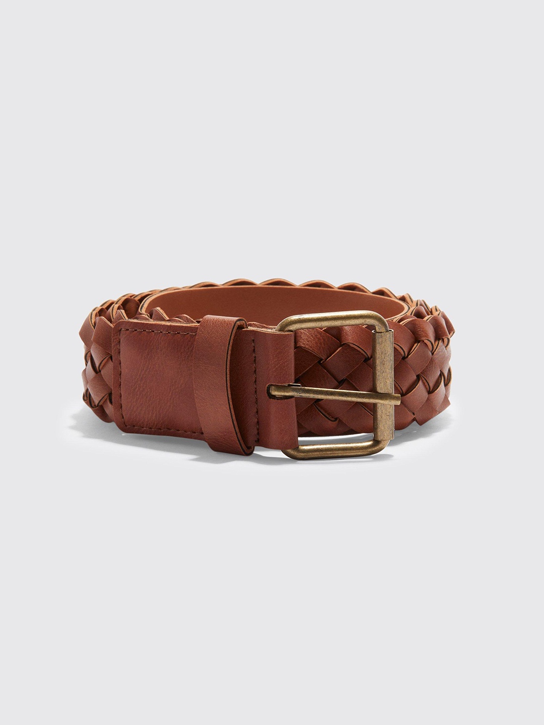 

boohooMAN Woven Design Belt, Brown