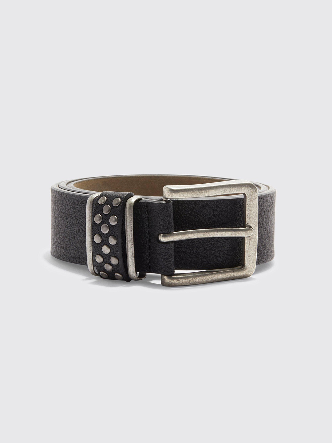 

boohooMAN Stud Detail Belt, Black