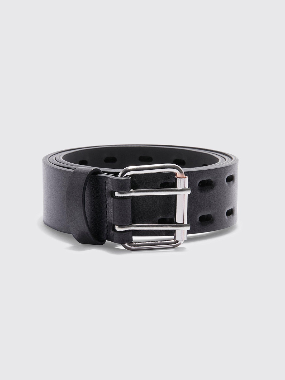 

boohooMAN Wide Belt With Cut Out Detail, Black