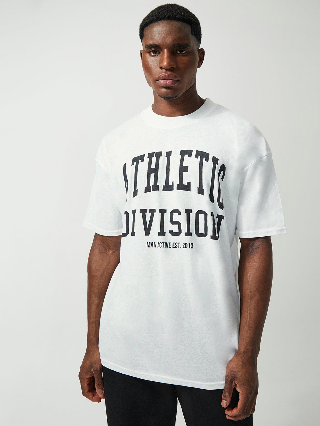 

boohooMAN Printed Pure Cotton Oversized Gym T-shirt, White