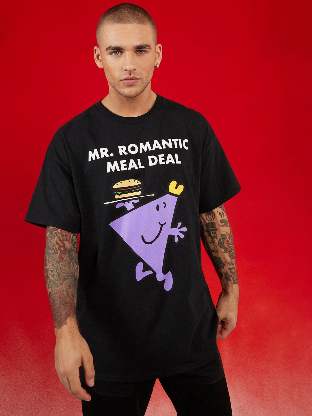 

boohooMAN Graphic Print Oversized T-shirt, Black