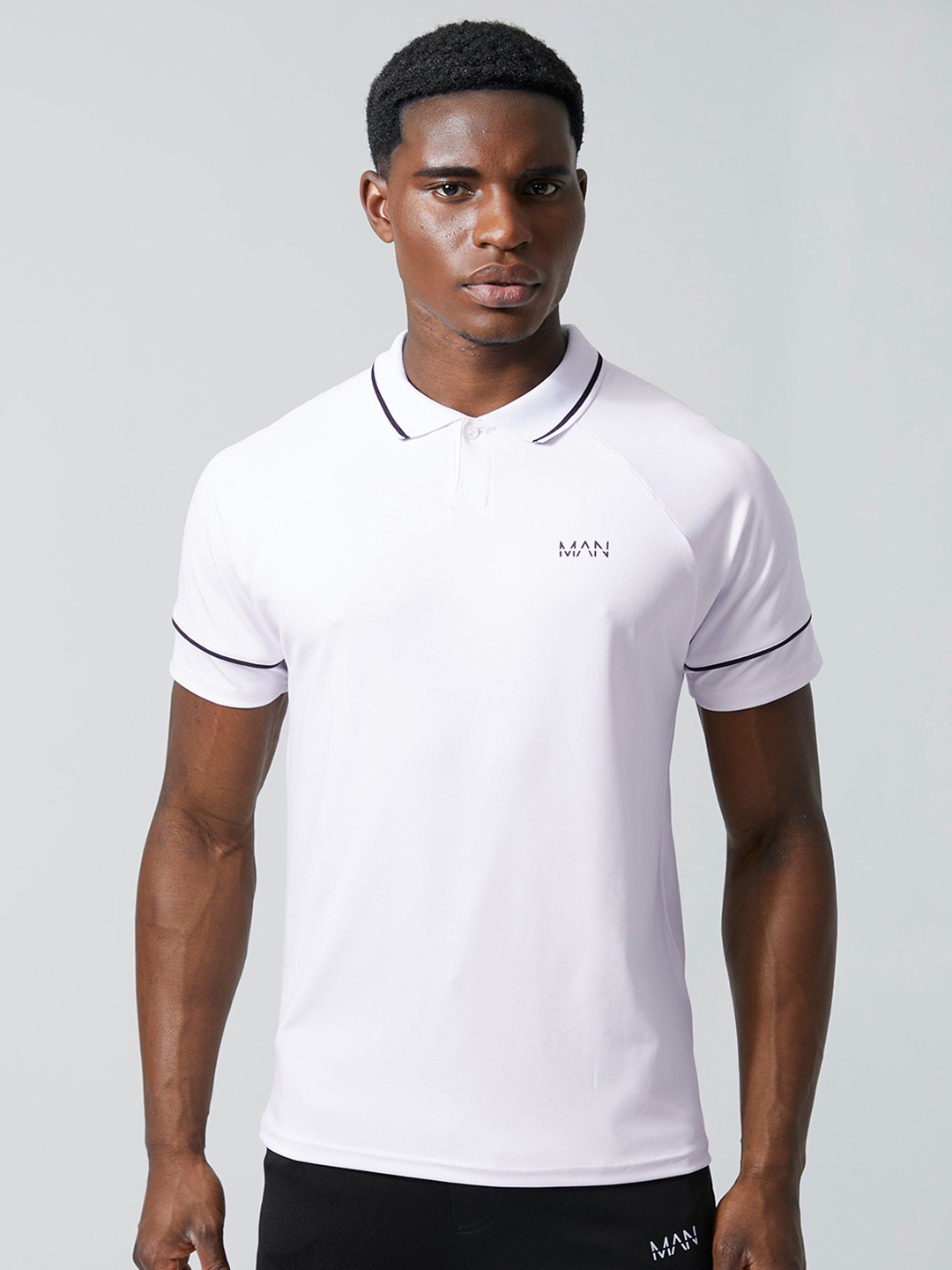 

boohooMAN Active Polo Collar T-shirt, White