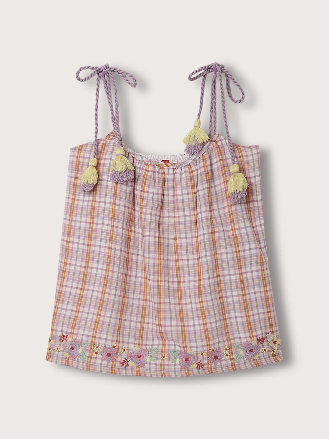 

Blue Giraffe Girls Checked Top, Brown