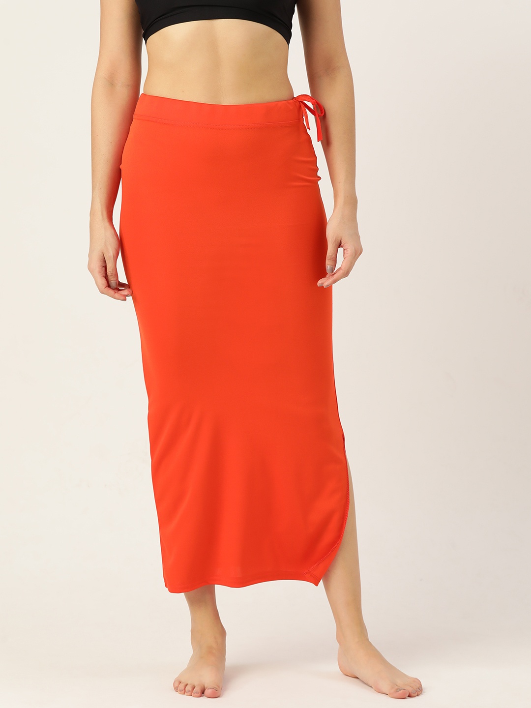 

Ms.Lingies Women Solid Saree Shapewear with Side Slit, Orange