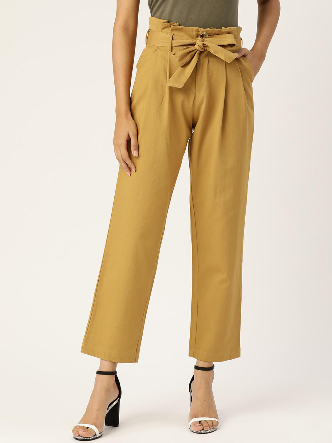 

DIVA WALK EXCLUSIVE Women Comfort Mid-Rise Peg Trousers, Mustard