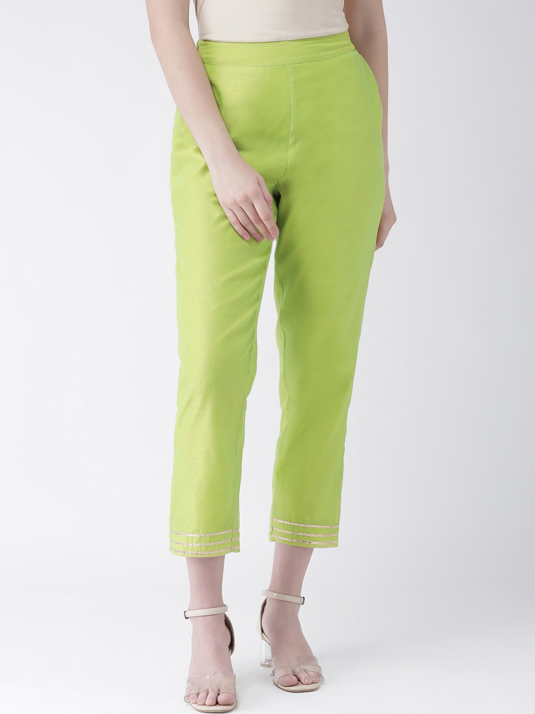 

DIVA WALK EXCLUSIVE Women Comfort Mid-Rise Cigarette Trousers, Green