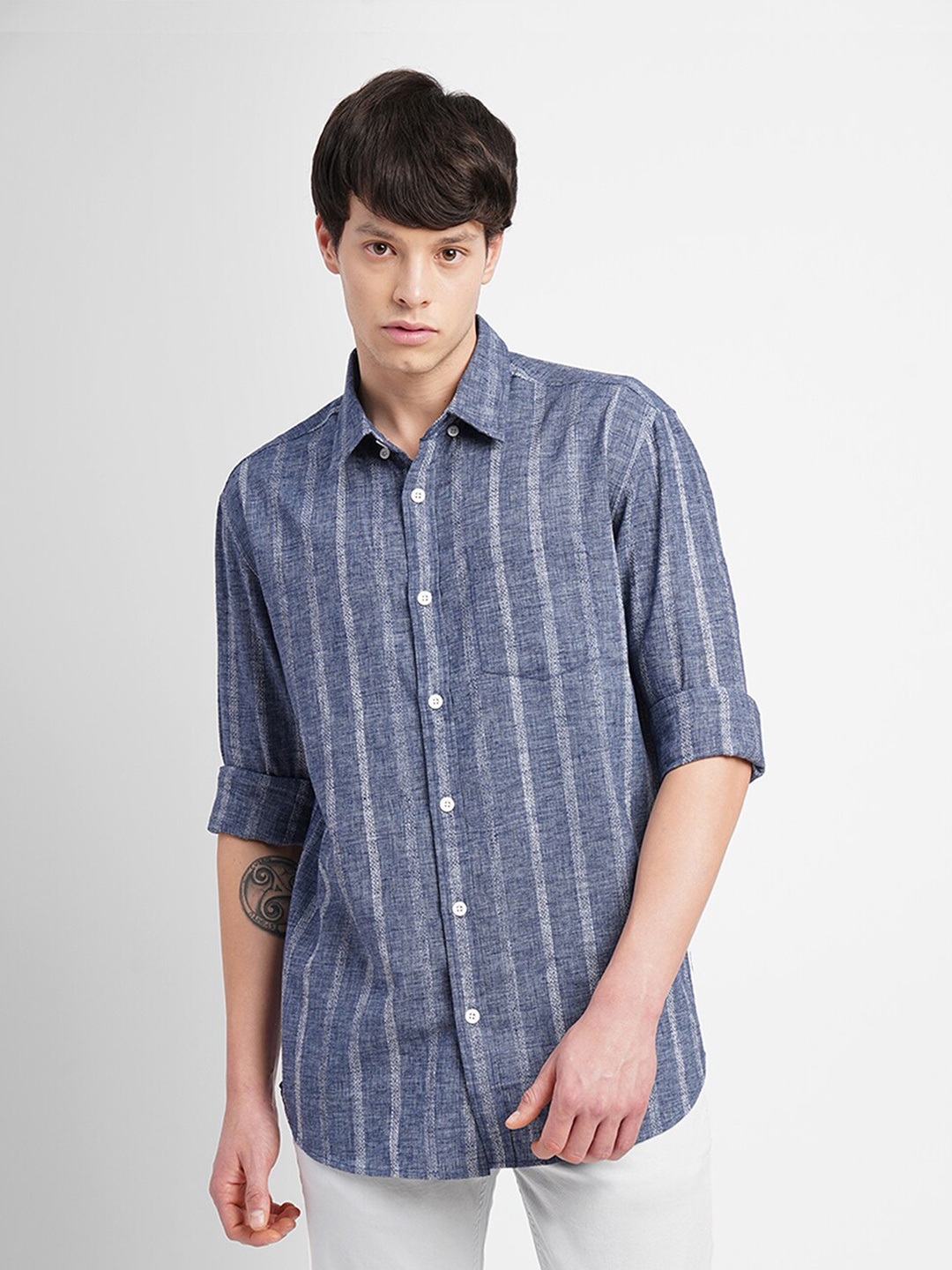 

Jack & Jones Striped Cotton Casual Shirt, Blue