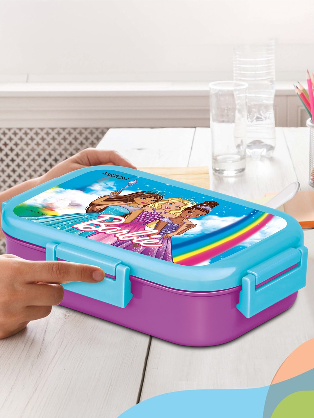 

Milton Flatmate Barbie Kids Purple Printed Inner Stainless Steel Tiffin Box 700 ml