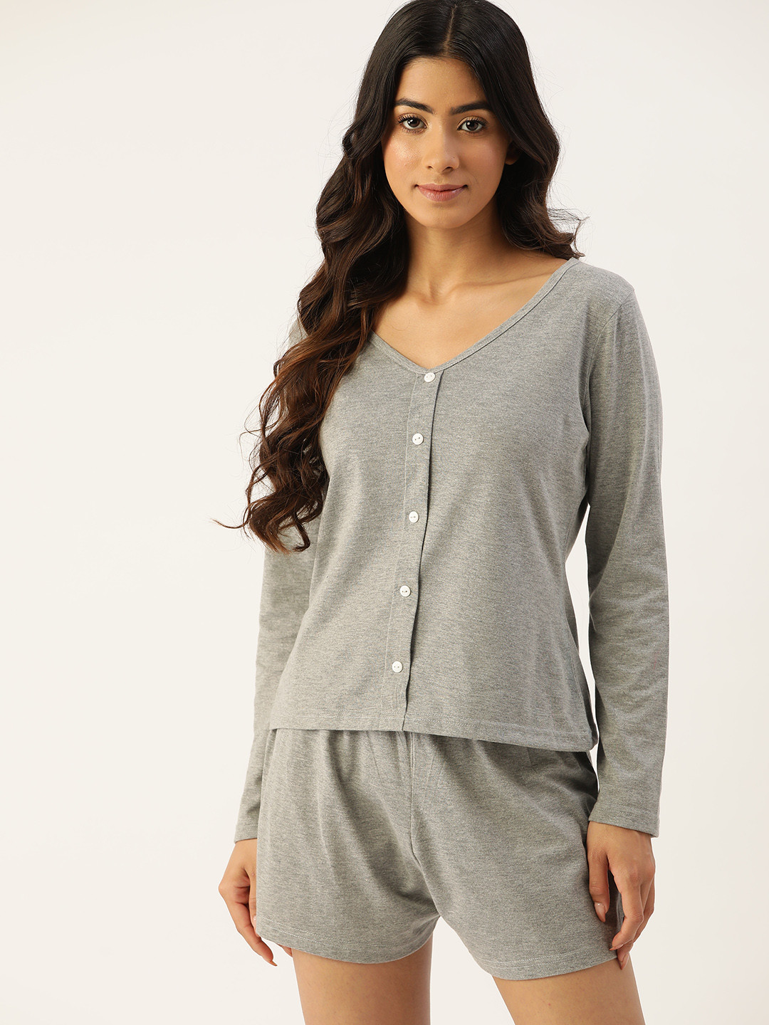 

ETC Solid Pure Cotton Night suit, Grey