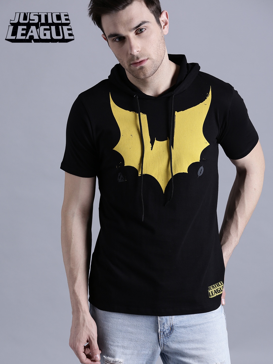 

Justice League Batman Printed Hooded Pure Cotton T-shirt, Black
