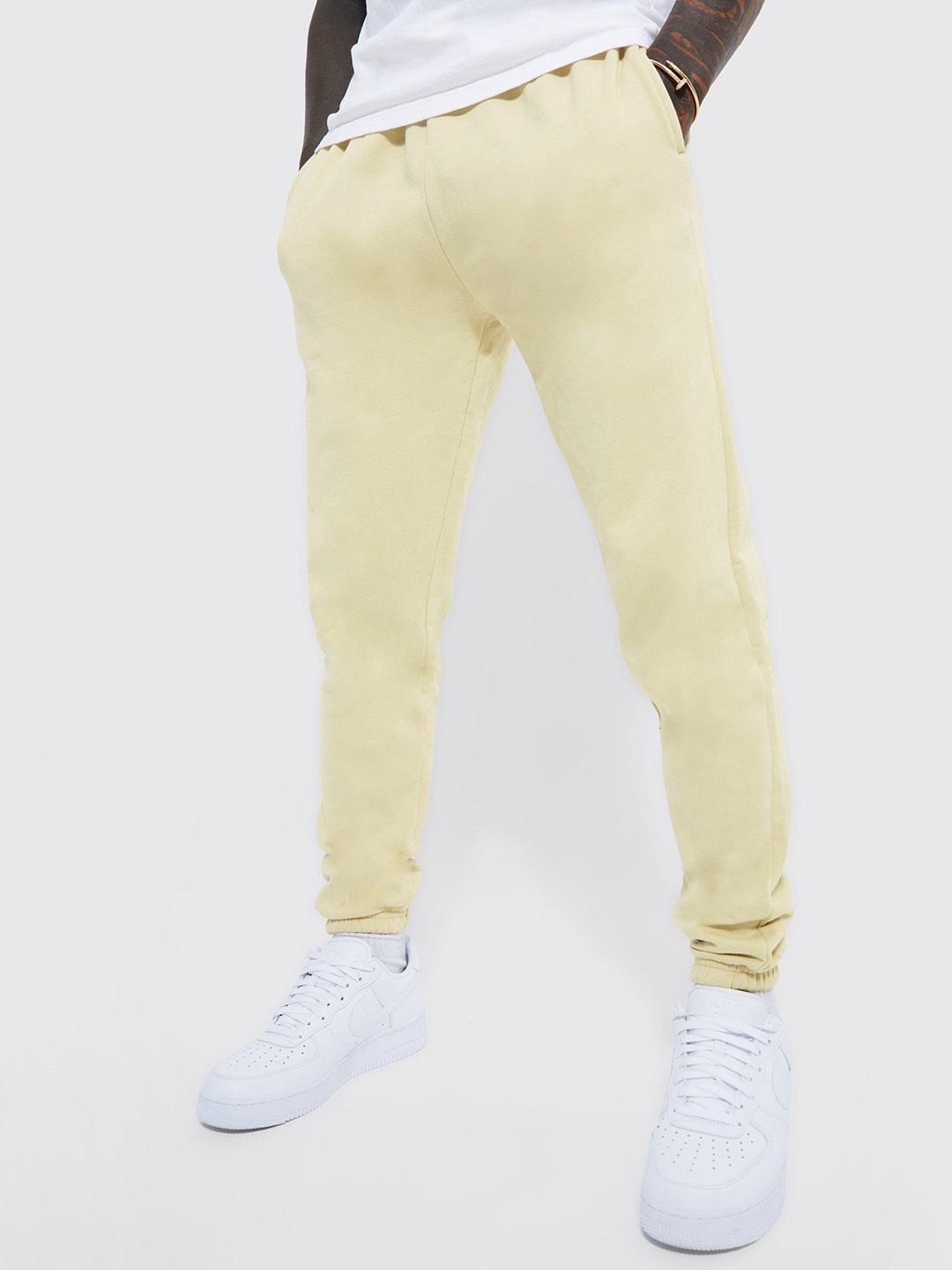 

boohooMAN Regular Fit Joggers, Beige
