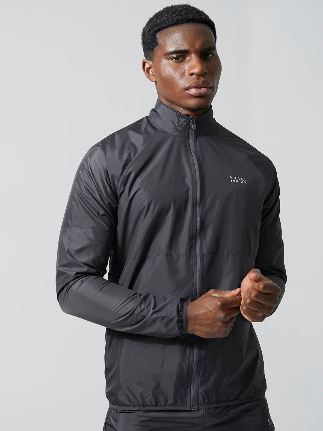 

boohooMAN Mock Collar Track Jacket, Grey