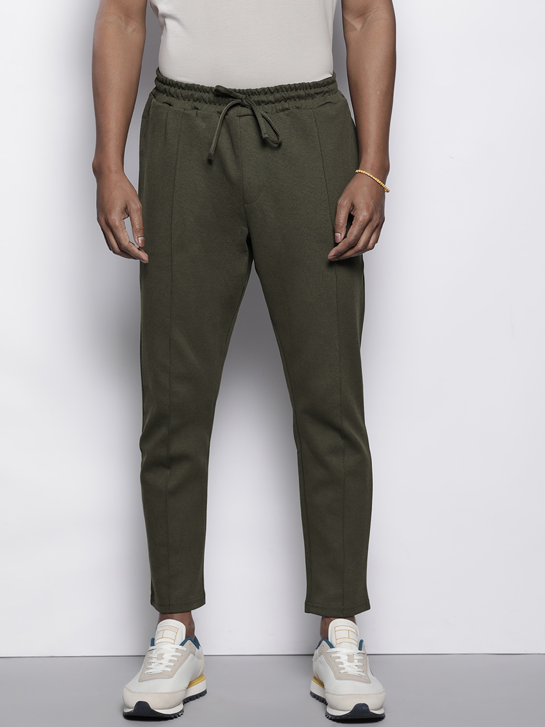 

boohooMAN Slim Tapered Fit Pure Cotton Trousers, Olive