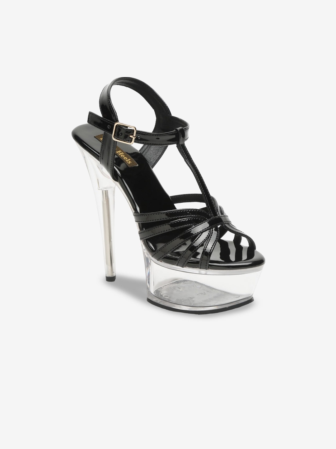 

Flat n Heels Embellished Open Toe Stiletto Heels, Black