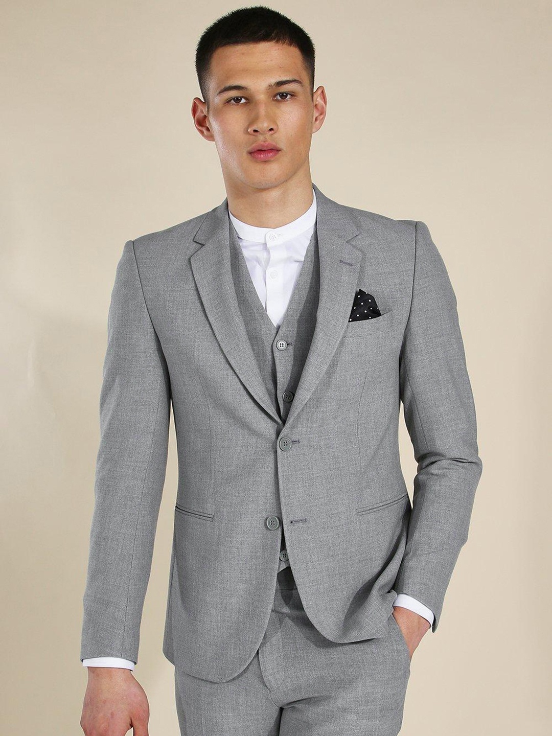 

boohooMAN Skinny Single Breasted Blazer, Grey