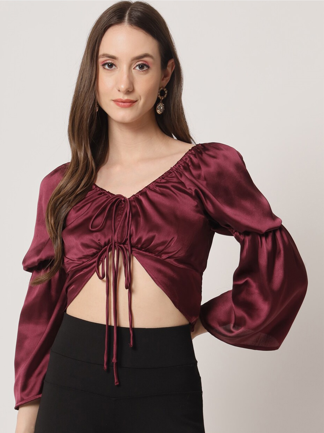 

Trend Arrest Satin Styled Back Top, Burgundy