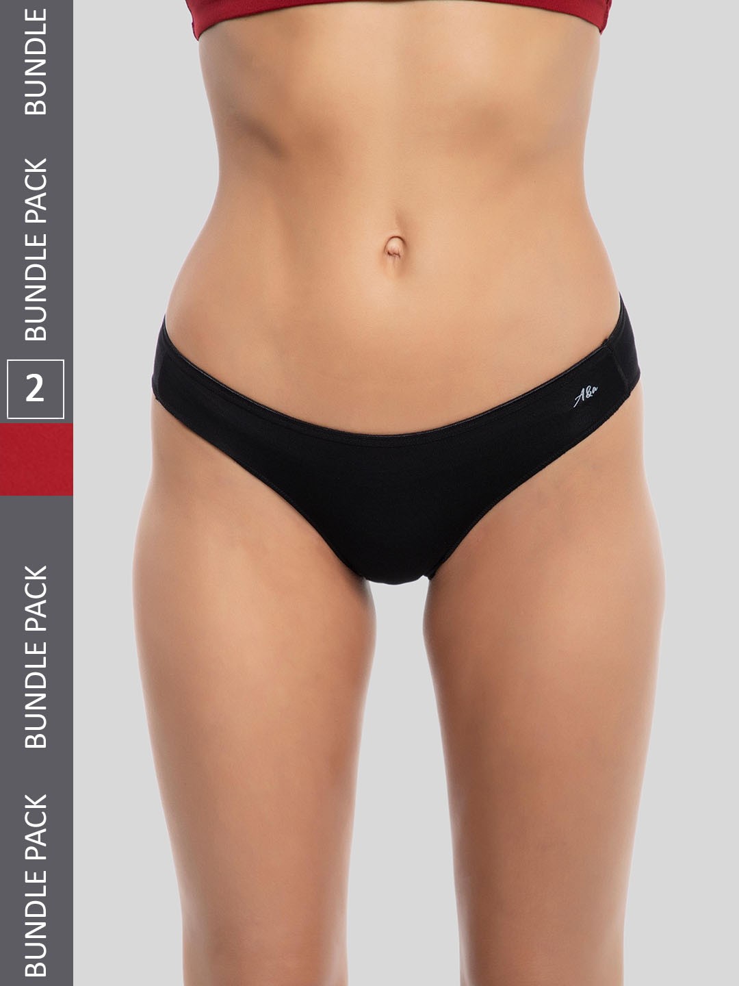 

AshleyandAlvis Women Pack of 2 Anti-Bacterial Anti Odour Modal Bikini AA-BIK-EB-SR, Black